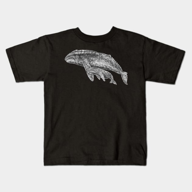 Gray Whales Kids T-Shirt by Tim Jeffs Art